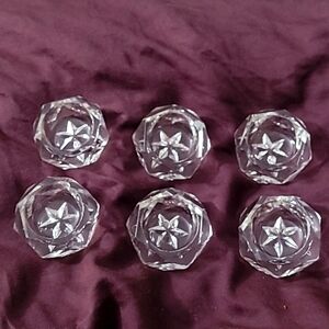 Set of 6, 1930s Vintage Cut Crystal Glass Salt Cellars
